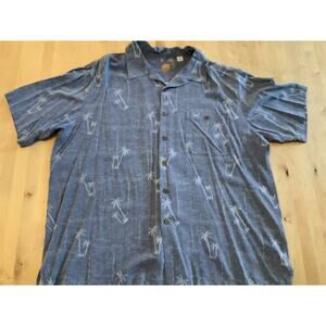 CARIBBEAN PINEAPPLE HAWAIIAN SHIRT S/S XL Palm Tree Blue-Gray